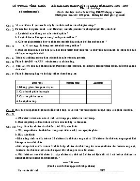 Kỳ thi chọn học sinh giỏi lớp 10 thpt năm học 2006 - 2007 môn thi sinh học